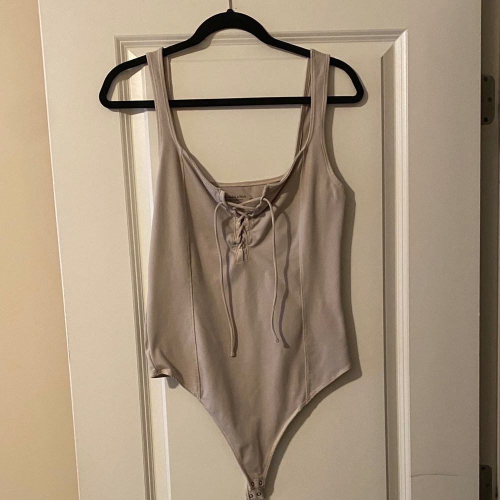Abercrombie & Fitch Beige Lace-Up Bodysuit